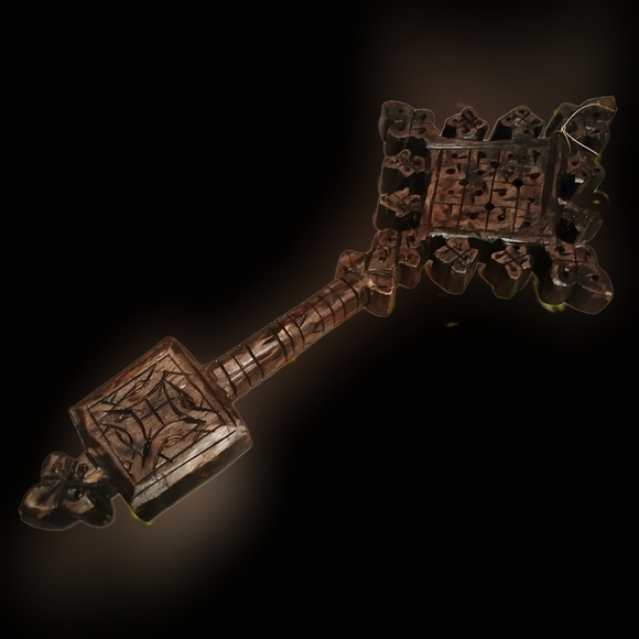 Handmade carved wooden key - decorative wall hanging or gift - Picture 3 of 9